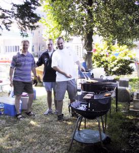 working on the barbecue