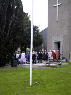 entering the church